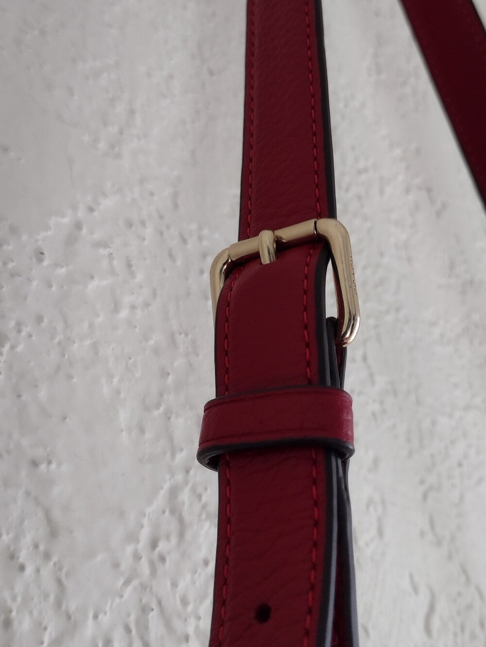 Coach 19117 Red Pebbled Leather Satchel Crossbody Bag Gold C Charm - Picture 12 of 16